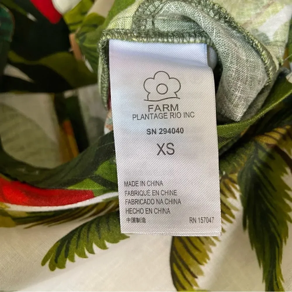 Farm Rio White Cocoa Forest Green Jumpsuit Short Sleeves Size XS